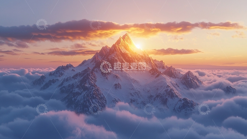 高清大图下载【趣麦麦图】云海日出雪山