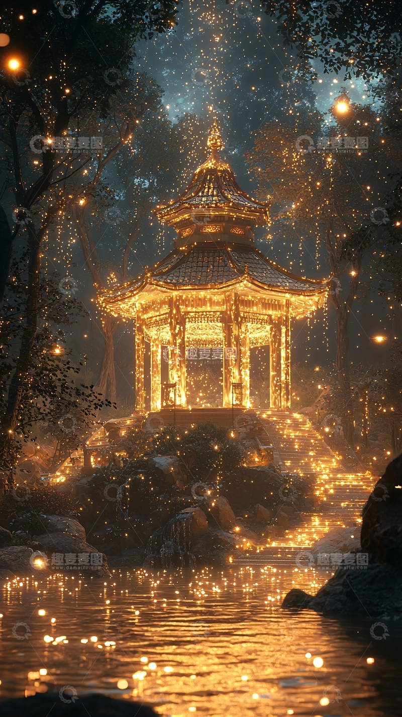 高清大图下载【趣麦麦图】梦幻森林夜景