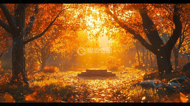 高清大图下载【趣麦麦图】秋日暖阳下的森林小路