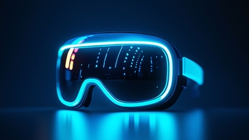 蓝色霓虹灯科技护目镜