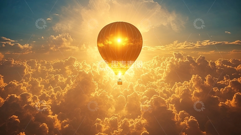 高清大图下载【趣麦麦图】金色热气球日出