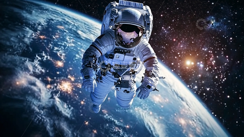 高清大图下载【趣麦麦图】太空宇航员地球背景