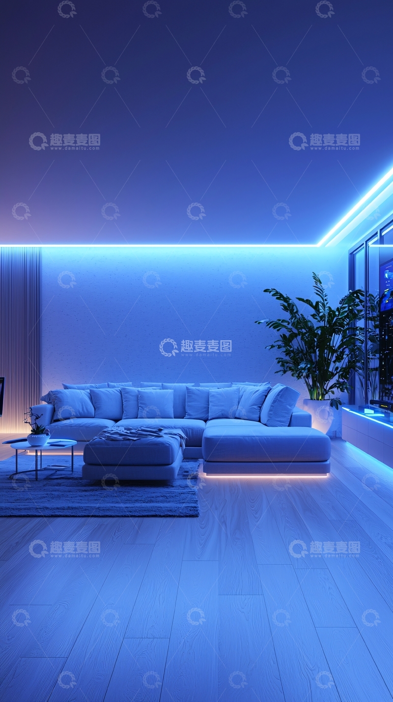 蓝色氛围灯客厅