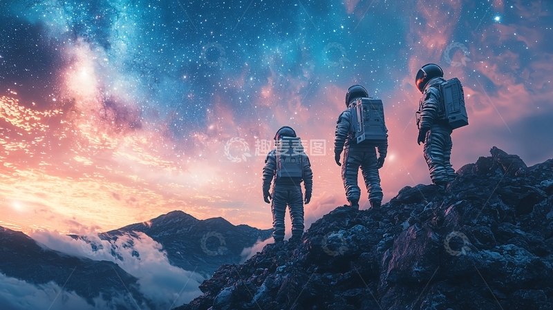 高清大图下载【趣麦麦图】宇航员太空探索
