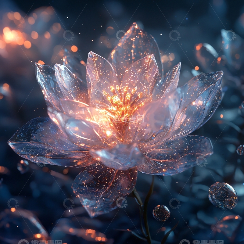 高清大图下载【趣麦麦图】发光的水晶莲花