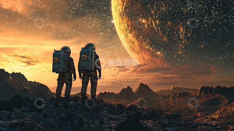 高清大图下载【趣麦麦图】太空宇航员行星探索
