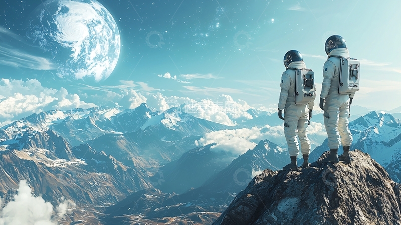 高清大图下载【趣麦麦图】太空旅行者眺望星球