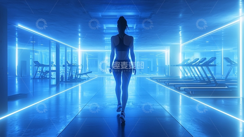 高清大图下载【趣麦麦图】蓝光健身房女性背影