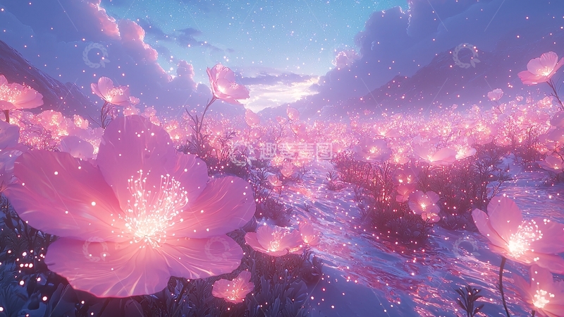 高清大图下载【趣麦麦图】梦幻粉色花海