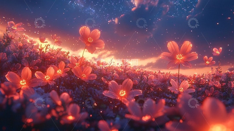 高清大图下载【趣麦麦图】光影花海梦幻场景