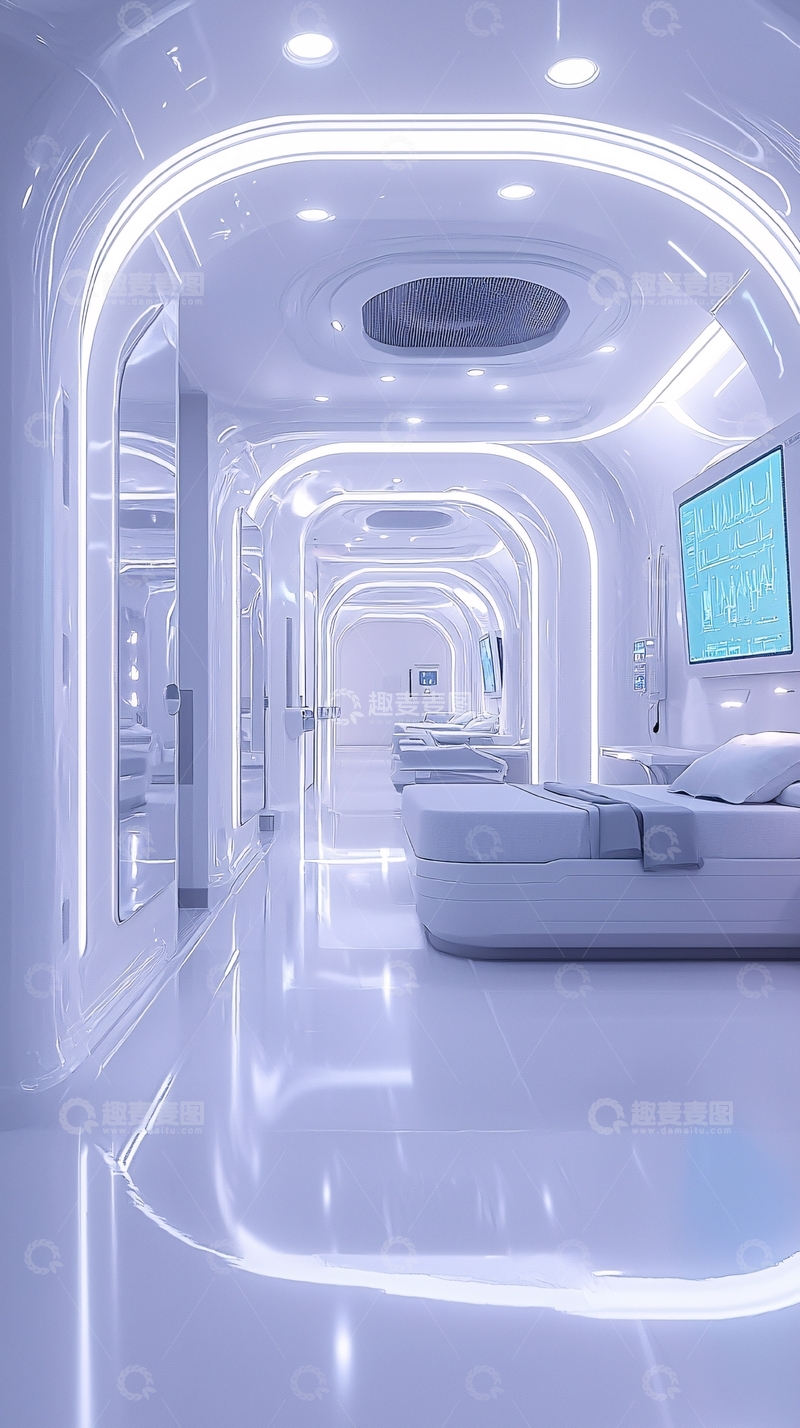 高清大图下载【趣麦麦图】未来医院病房走廊