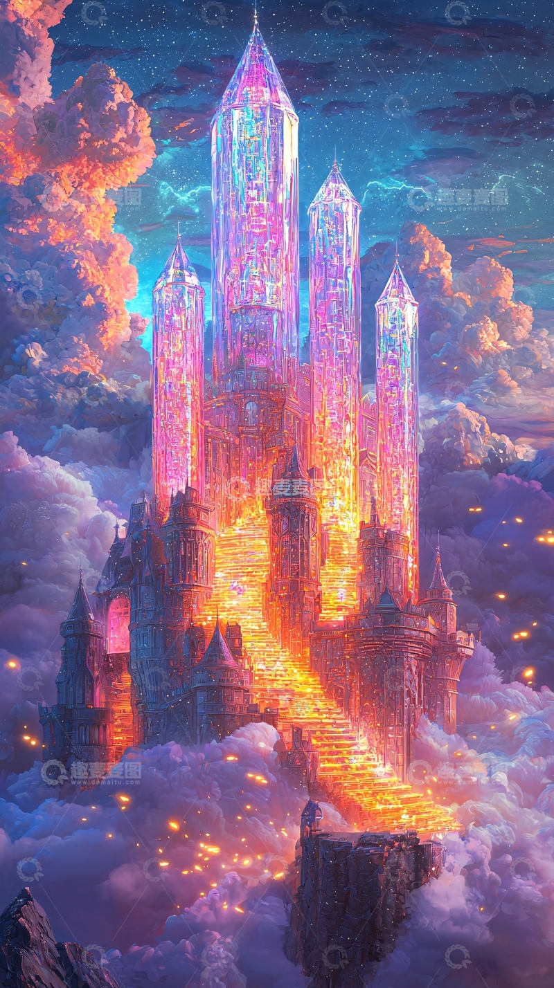 高清大图下载【趣麦麦图】云端水晶城堡