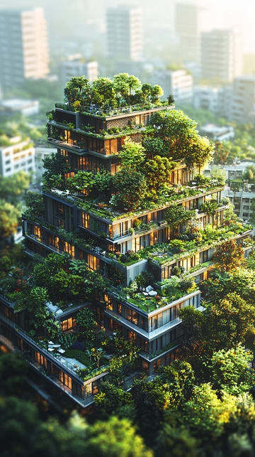 绿植覆盖的垂直建筑