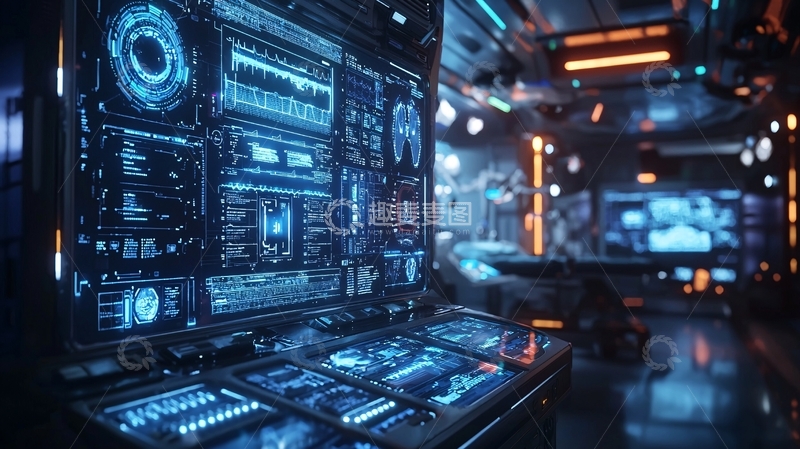 高清大图下载【趣麦麦图】未来科技控制室