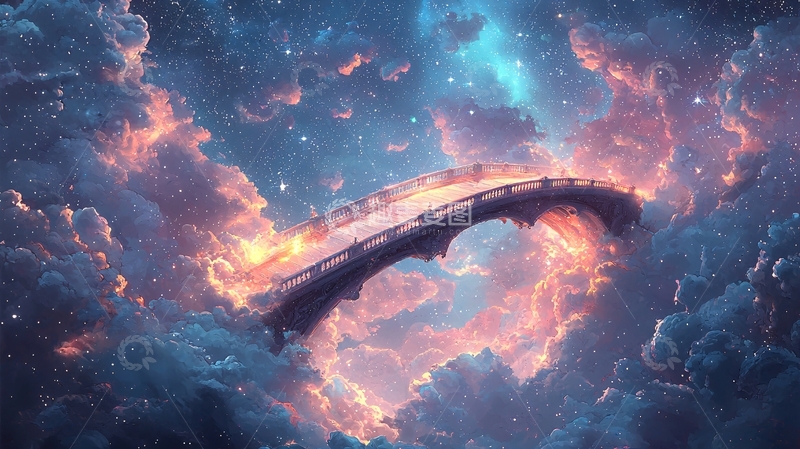 高清大图下载【趣麦麦图】云端桥梁