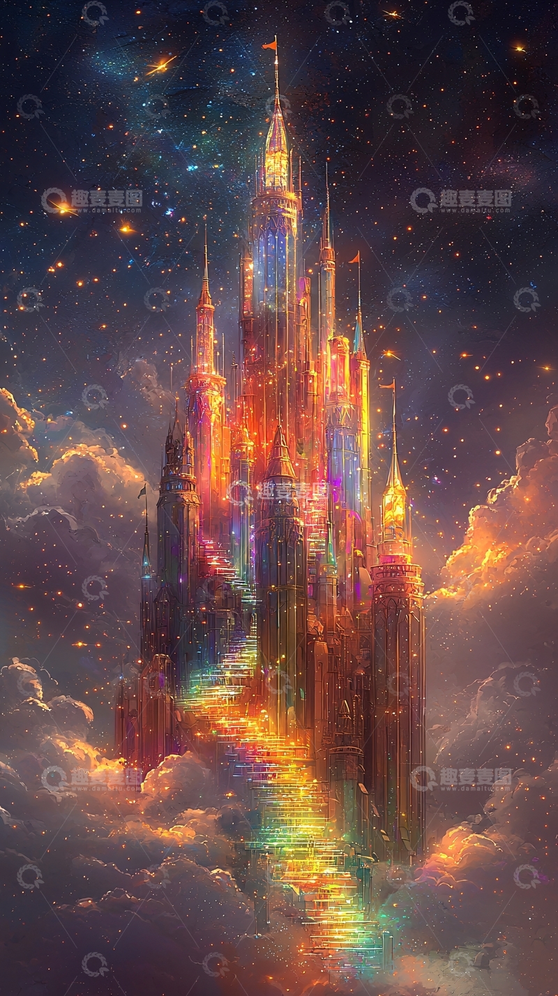 高清大图下载【趣麦麦图】梦幻星空城堡