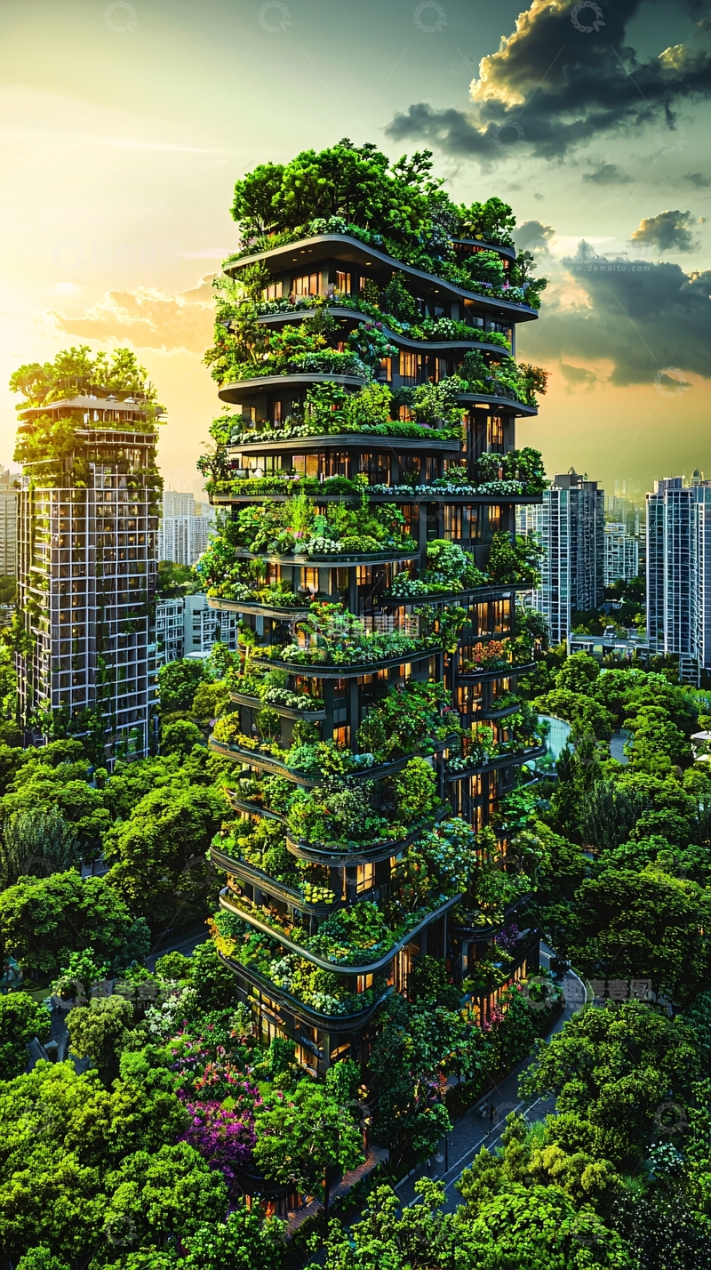 高清大图下载【趣麦麦图】绿色生态垂直城市建筑