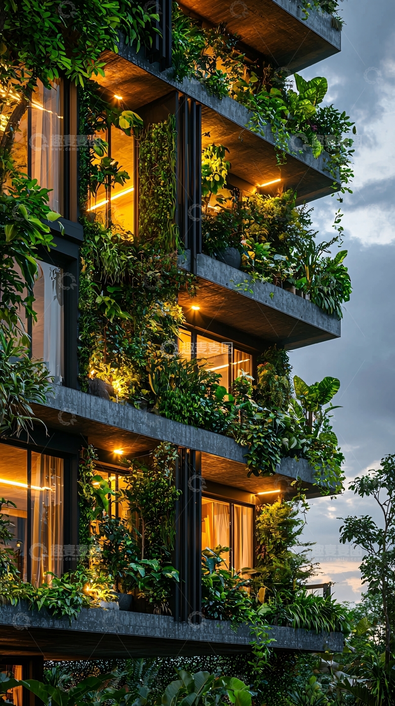 高清大图下载【趣麦麦图】绿植覆盖的现代化建筑