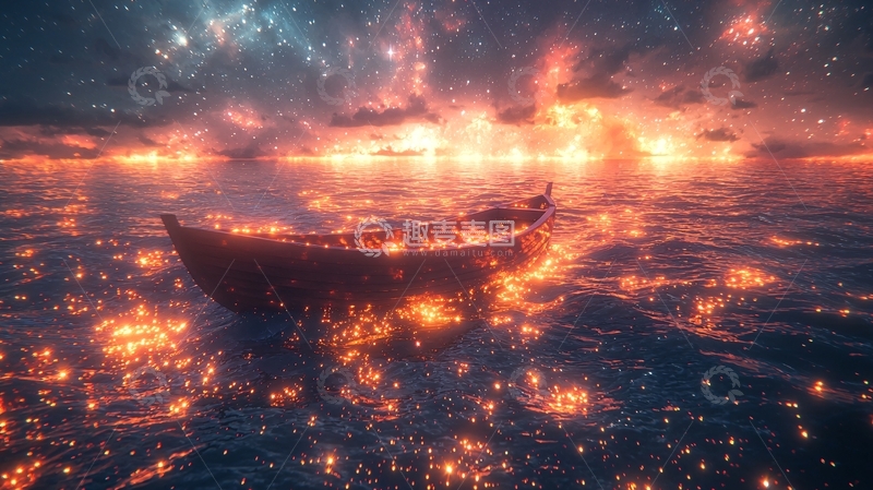 高清大图下载【趣麦麦图】燃烧的小船