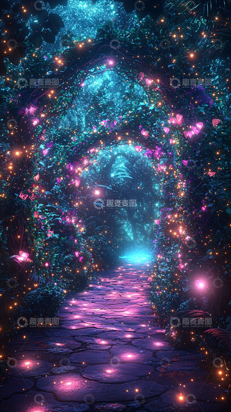 高清大图下载【趣麦麦图】梦幻萤火森林小路