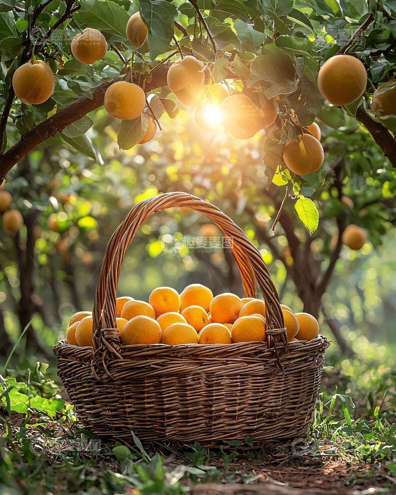 高清大图下载【趣麦麦图】阳光下的杏子丰收