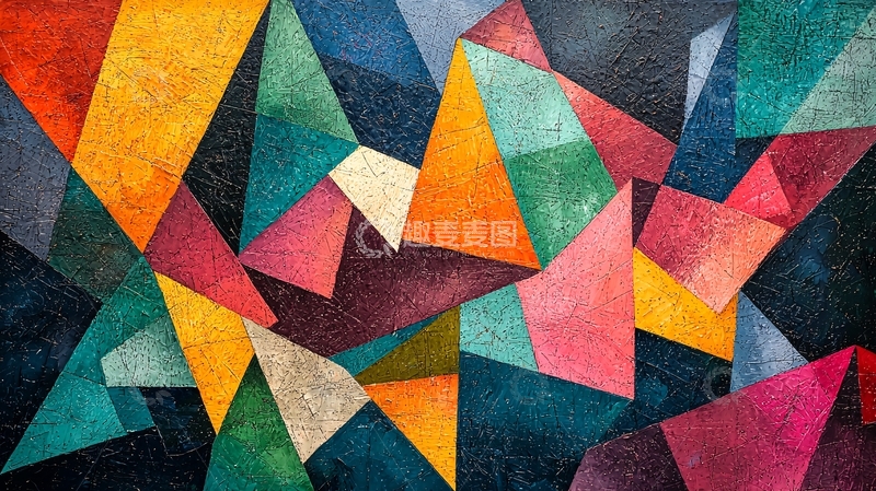 高清大图下载【趣麦麦图】抽象几何彩色三角形