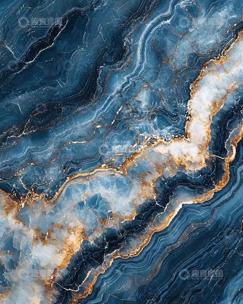 高清大图下载【趣麦麦图】深蓝金色纹理大理石