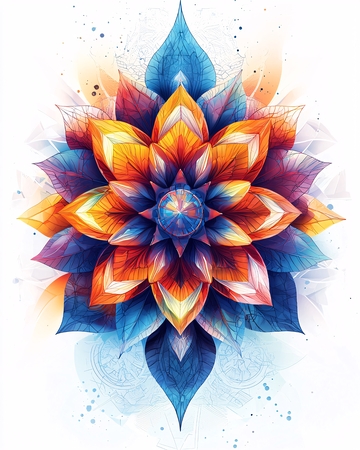 彩色水彩花卉图案