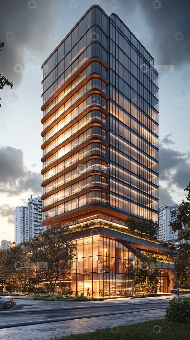高清大图下载【趣麦麦图】现代化玻璃幕墙高层建筑