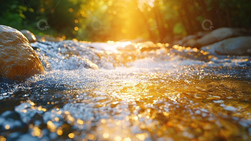 高清大图下载【趣麦麦图】阳光穿透树林的水流