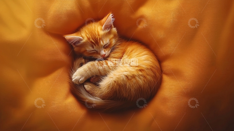 高清大图下载【趣麦麦图】橘色小猫睡觉