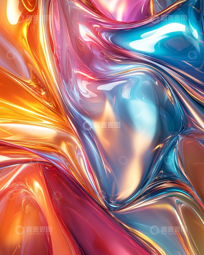 高清大图下载【趣麦麦图】流体金属质感抽象背景