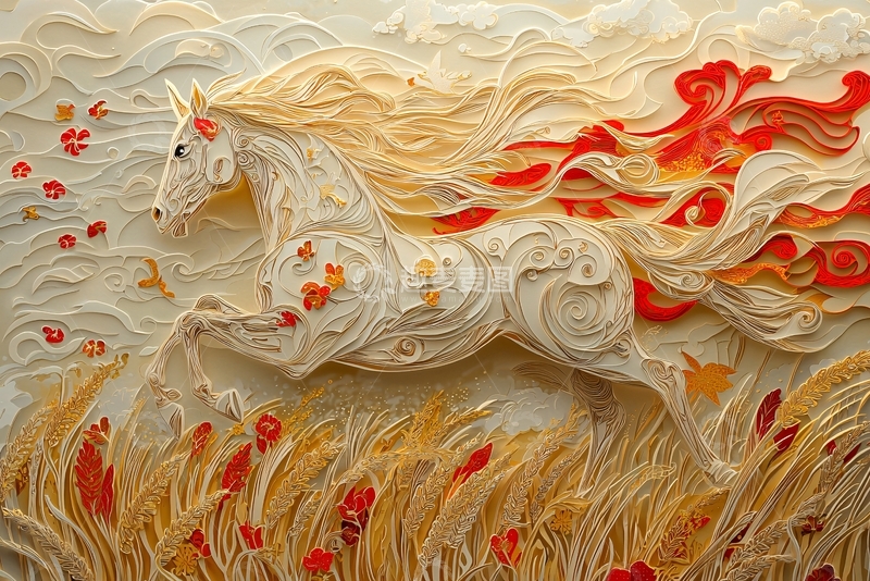 高清大图下载【趣麦麦图】奔腾的白马