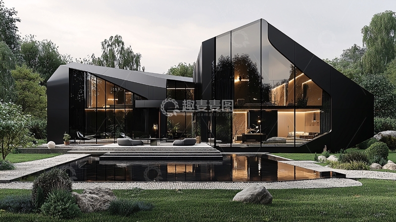 高清大图下载【趣麦麦图】黑色现代别墅