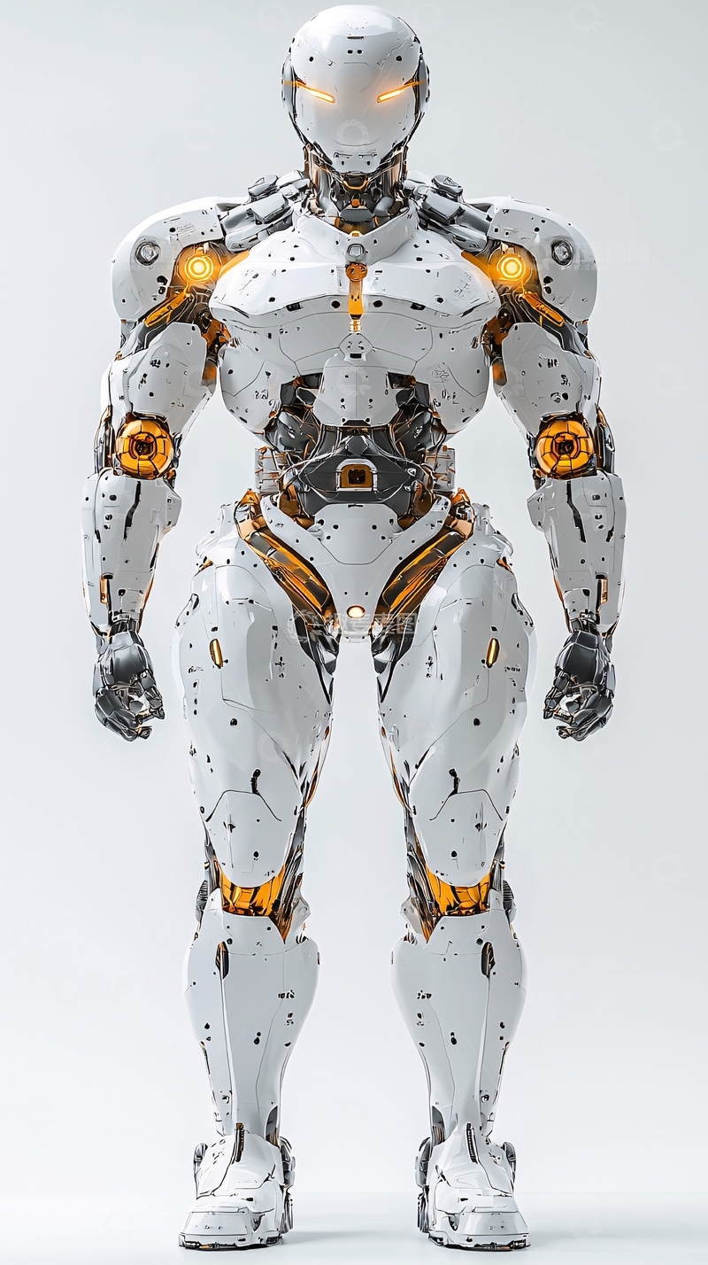 高清大图下载【趣麦麦图】白色金色机器人