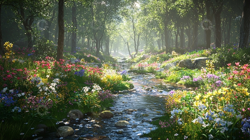 高清大图下载【趣麦麦图】森林小溪