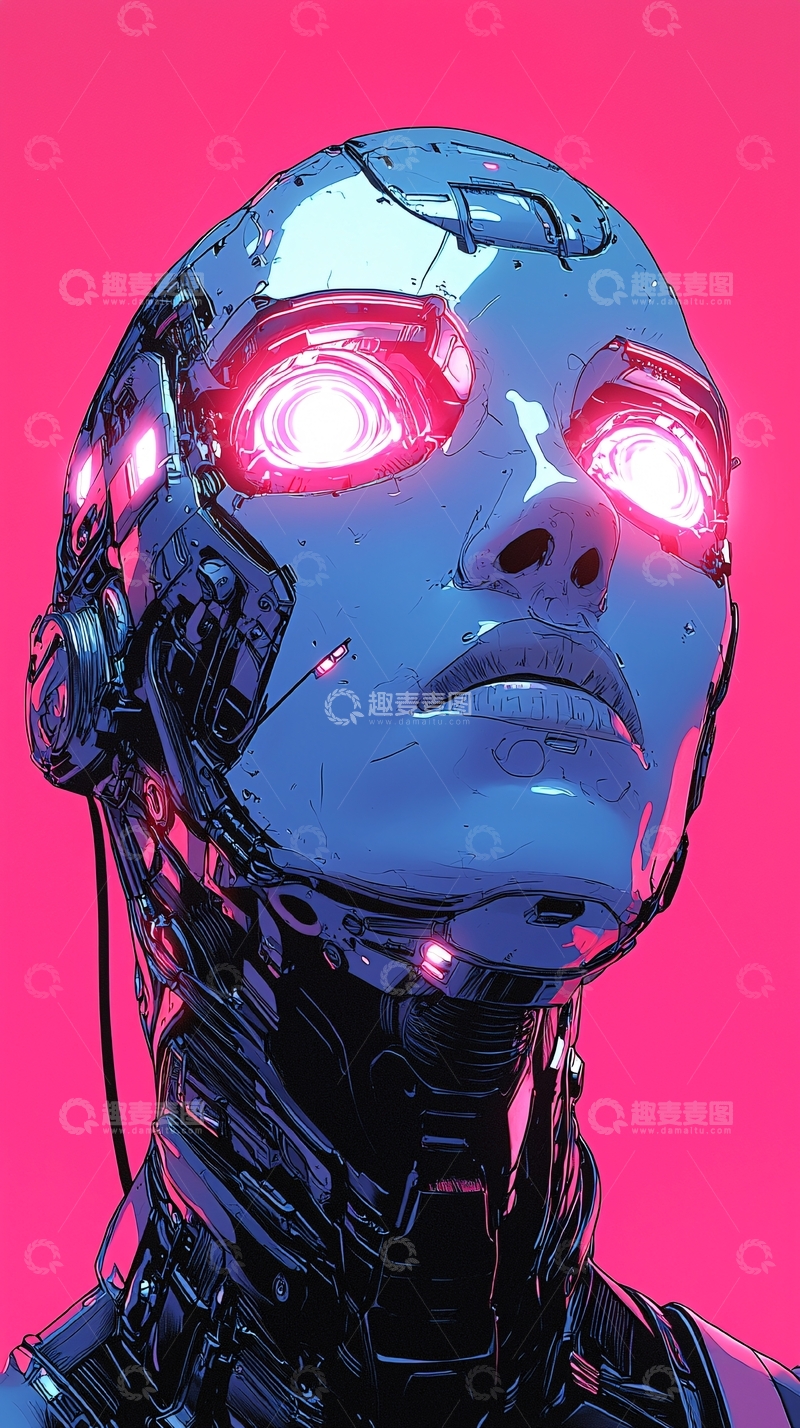 高清大图下载【趣麦麦图】未来感机器人女性头像