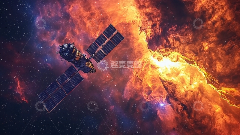 高清大图下载【趣麦麦图】宇宙飞船火焰背景