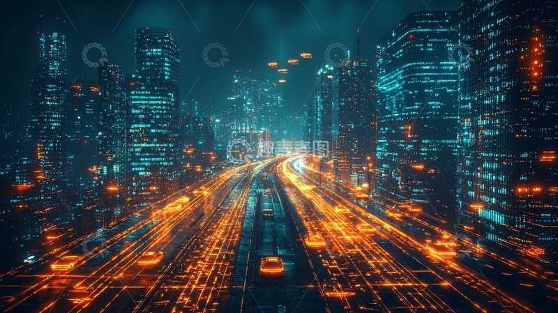高清大图下载【趣麦麦图】未来科技感城市夜景