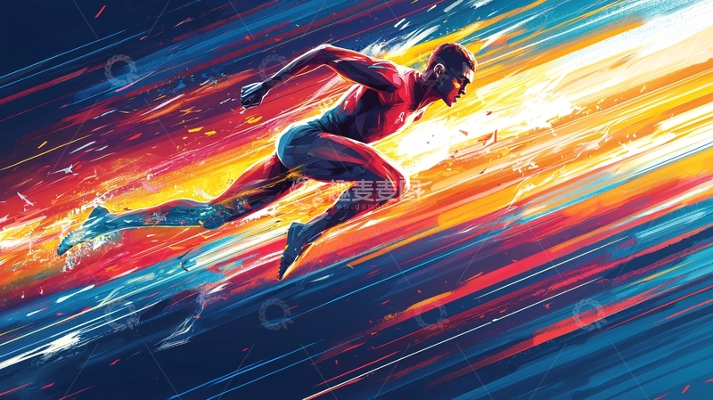 高清大图下载【趣麦麦图】极速奔跑的肌肉型男子