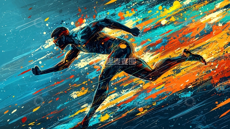 高清大图下载【趣麦麦图】抽象奔跑者