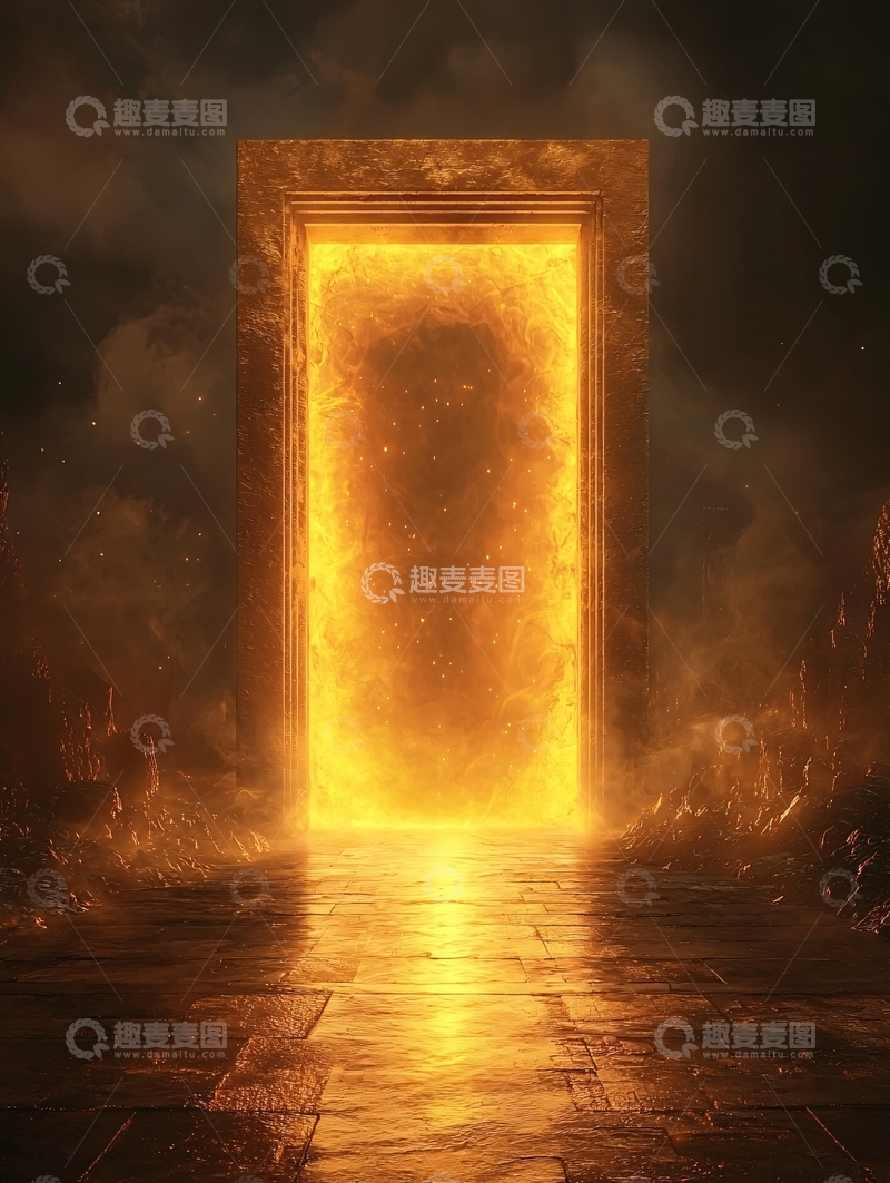 高清大图下载【趣麦麦图】燃烧的金色传送门