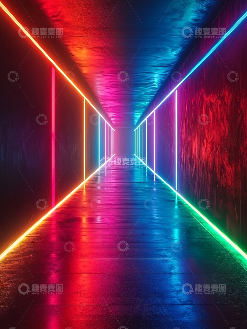 高清大图下载【趣麦麦图】霓虹灯隧道