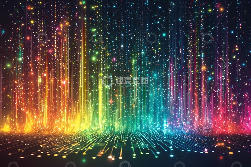 高清大图下载【趣麦麦图】绚丽多彩的粒子雨