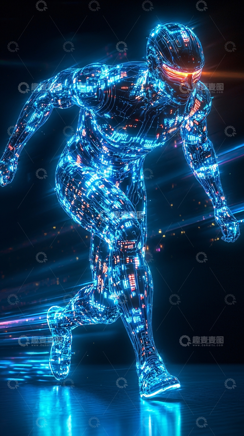 高清大图下载【趣麦麦图】未来科技感赛博朋克战士