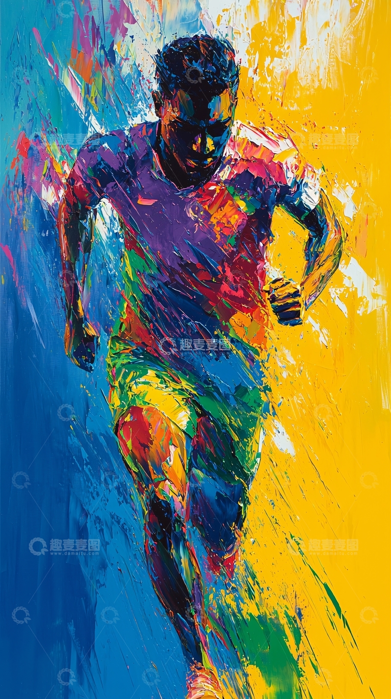 高清大图下载【趣麦麦图】彩色跑步运动员