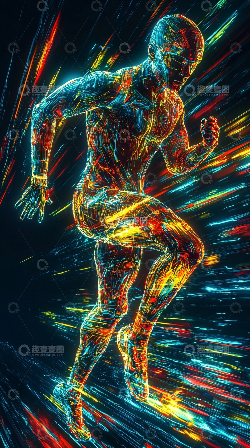 高清大图下载【趣麦麦图】彩色光线人体跑步