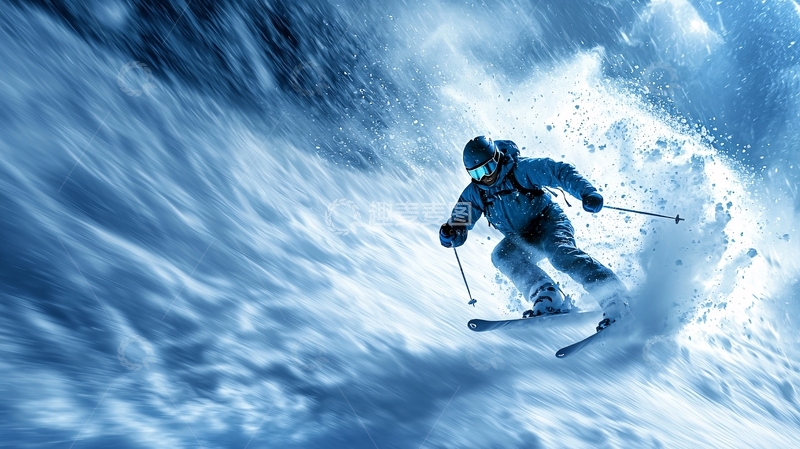 高清大图下载【趣麦麦图】雪山滑雪运动员