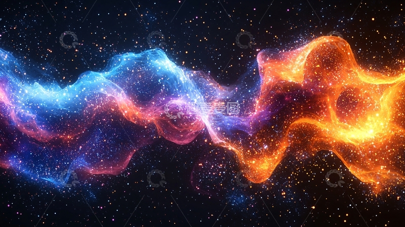 高清大图下载【趣麦麦图】蓝橙色宇宙能量流