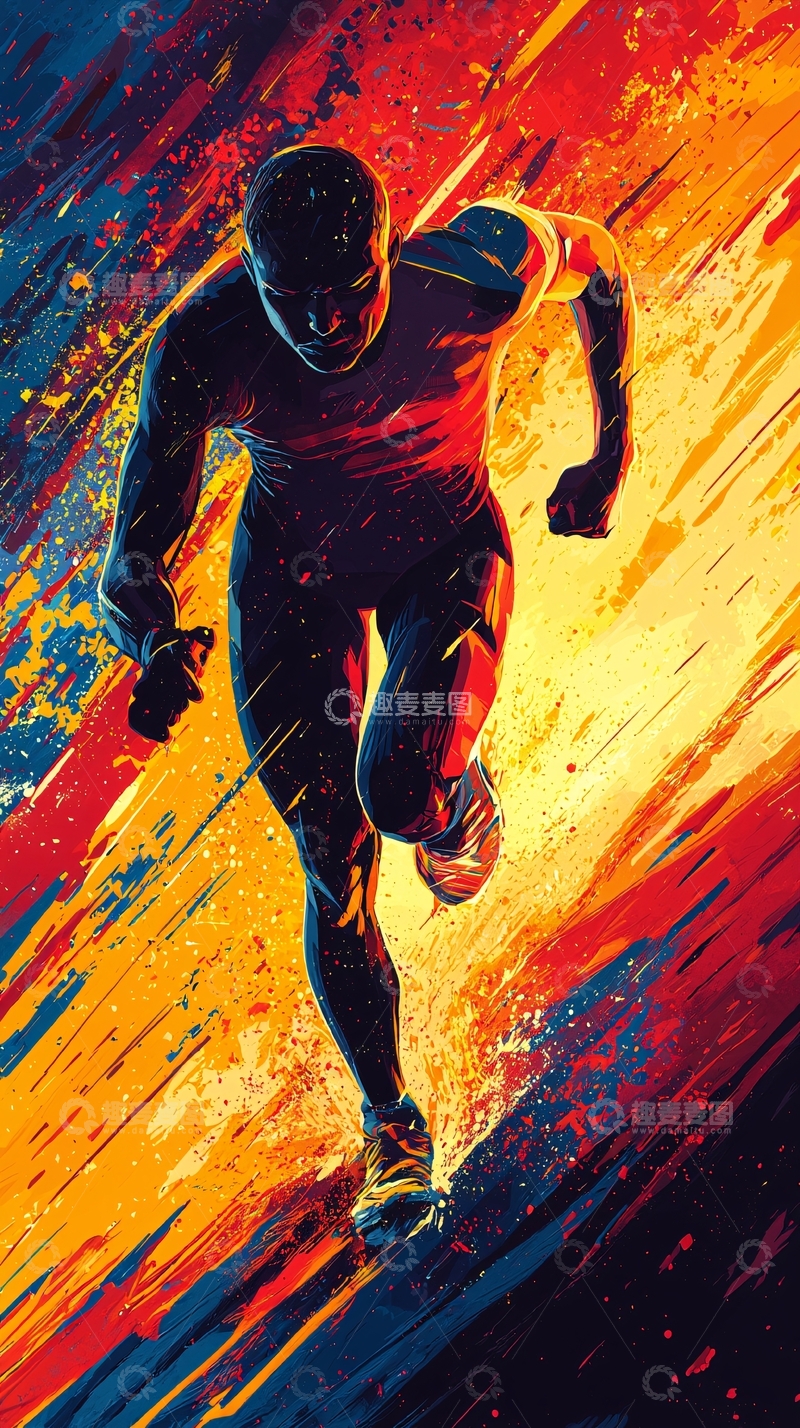 高清大图下载【趣麦麦图】奔跑的运动员
